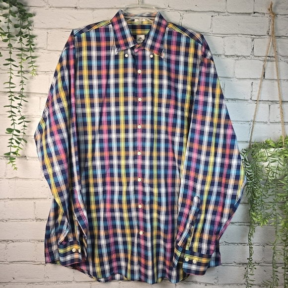 Peter Millar Other - PETER MILLAR PLAID LONG SLEEVE MULTI COLORED SPRING SUMMER COTTON MENS XL EUC